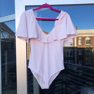 Leith pink ruffle bodysuit